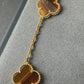 10 motifs Tigers eye Gold Plated Four Leaf Clover Flower Style S 925 Silver Necklace 42cm long