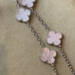 10 motifs mother of pearl 15mm clover necklace 925 silver with 18k white gold plated 42cm