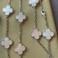 20 motifs mother of pearl 15mm clover necklace 925 silver with 18k white gold plated 84cm