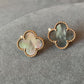 15mm grey mother of pearl clover earrings 925 silver 18k rose gold plated