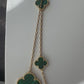 16 motifs malachite charm clover necklace 925 silver with 18k gold plated 120cm long