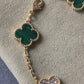5 motifs 15mm cz clover malachite clover bracelet 925 silver 18k gold plated 7.5 inches