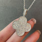 25mm cz clover necklace 925 silver 18k white gold plated 88cm long