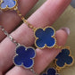 5 motifs 15mm clover blue agate clover bracelet 925 silver with 18k gold plated 7.5 inches