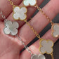15mm White mother of pearl 5 motifs clover bracelet 925 silver with 18k gold plated 7.5 inches