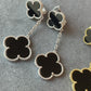 2 motifs onyx clover earrings clover dangle earrings 925 silver 18k gold plated