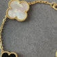Mother of Pearl onyx Charm clover bracelet 925 silver 18k gold plated 7.5 inches