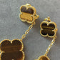 2 motifs tigers eye clover earrings clover dangle earrings 925 silver 18k gold plated