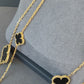 16 motifs onyx charm clover necklace 925 silver with 18k gold plated 120cm long