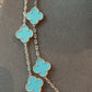 20 motifs Turquoise White Gold Plated Four Leaf Clover Flower Style S 925 Silver Necklace 84cm