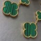 3 motifs Green malachite clover earrings clover dangle earrings 925 silver 18k gold plated