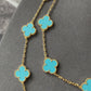 20 motifs Turquoise Gold Plated Four Leaf Clover Flower Style S 925 Silver Necklace 84cm