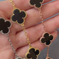 15mm Onyx 5 motifs clover bracelet 925 silver with 18k gold plated 7.5 inches