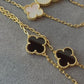 16 motifs mother of pearl onyx charm clover necklace 925 silver with 18k gold plated 120cm long
