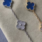 5 motifs 15mm cz clover blue agate clover bracelet 925 silver with 18k gold plated 7.5 inches