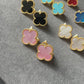 15mm gemstone Clover Earrings, 925 Silver 18k Gold Plated