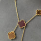 6 motifs red carnelian tigers eye clover necklace 925 silver 18k gold plated