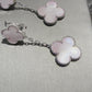 2 motifs clover earrings 925 silver 18k white gold plated push back