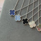 15mm Gemstone Clover Necklace, 18k White Gold Plated, 925 Sterling Silver 42cm long