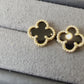 Sweet 10mm one clover black onxy earrings 18k gold plated over silver 925