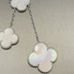 6 motifs white mop clover necklace 925 silver white gold plated