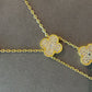 6 motifs CZ diamond charm clover necklace 925 silver gold plated 42cm