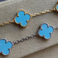5 motifs 15mm clover turquoise clover bracelet 925 silver with 18k gold plated 7.5 inches