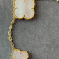 Mother of Pearl Charm clover bracelet 925 silver 18k gold plated 7.5 inches