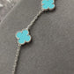 10 motifs turquoise 15mm clover necklace 925 silver 18k white gold plated 42 cm long