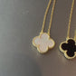 15mm Gemstone Clover Necklace, 18k Gold Plated, 925 Sterling Silver 42cm long