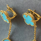 2 motifs turquoise clover earrings clover dangle earrings 925 silver 18k gold plated