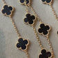 20 motifs onyx 15mm clover necklace 925 silver with 18k gold plated 84cm long
