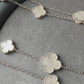 16 motifs mother of pearl charm clover necklace 925 silver with 18k white gold plated 120cm long