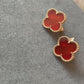 15mm carnelian clover earrings 925 silver 18k rose gold plated