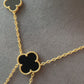6 motifs black onxy clover charm necklace 925 silver 18k gold plated 42cm long