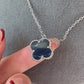 15mm Pietersite Clover Necklace, 18k white Gold Plated, 925 Sterling Silver 42cm long