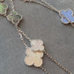 16 motifs mother of pearl chalcedony charm clover necklace 925 silver with 18k white gold plated 120cm long