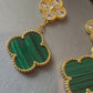 3 motifs Green malachite Cz clover earrings clover dangle earrings 925 silver 18k gold plated