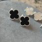 15mm Gemstone Clover Earrings, 925 Silver 18k White Gold Plated