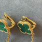 2 motifs malachite clover earrings clover dangle earrings 925 silver 18k gold plated