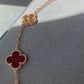 10 motif Guilliche red carnelian clover necklace 925 silver 18k rose gold plated 42 cm long clover size 15mm