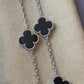 10 motifs onyx 15mm clover necklace 925 silver with 18k white gold plated 42cm